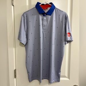 Redvanly Men’s Stylish Blue Polo With Geometric Print